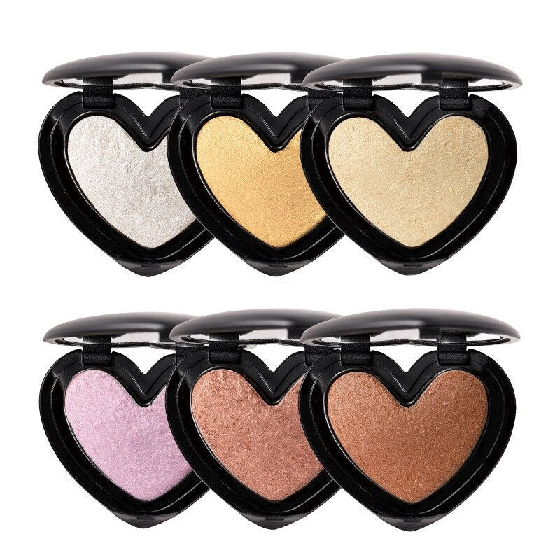 Pó Compacto Iluminador Heart - Toque de Glitter para Iluminar o Rosto