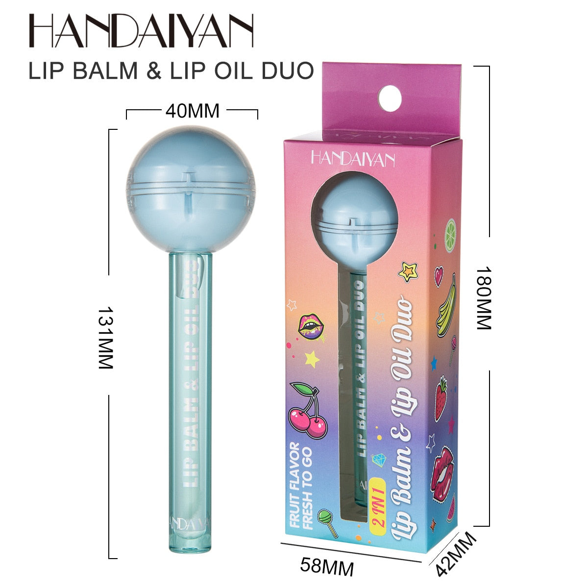 Balm Labial Gloss Pirulito - Hidratação e Brilho à Prova d'Água