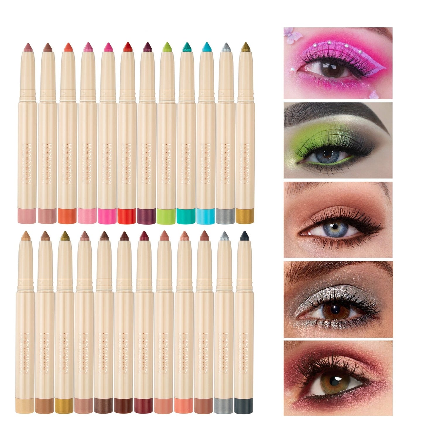 Kit 12 Sombras em Bastão - Brilho Intenso e Fácil Aplicação
