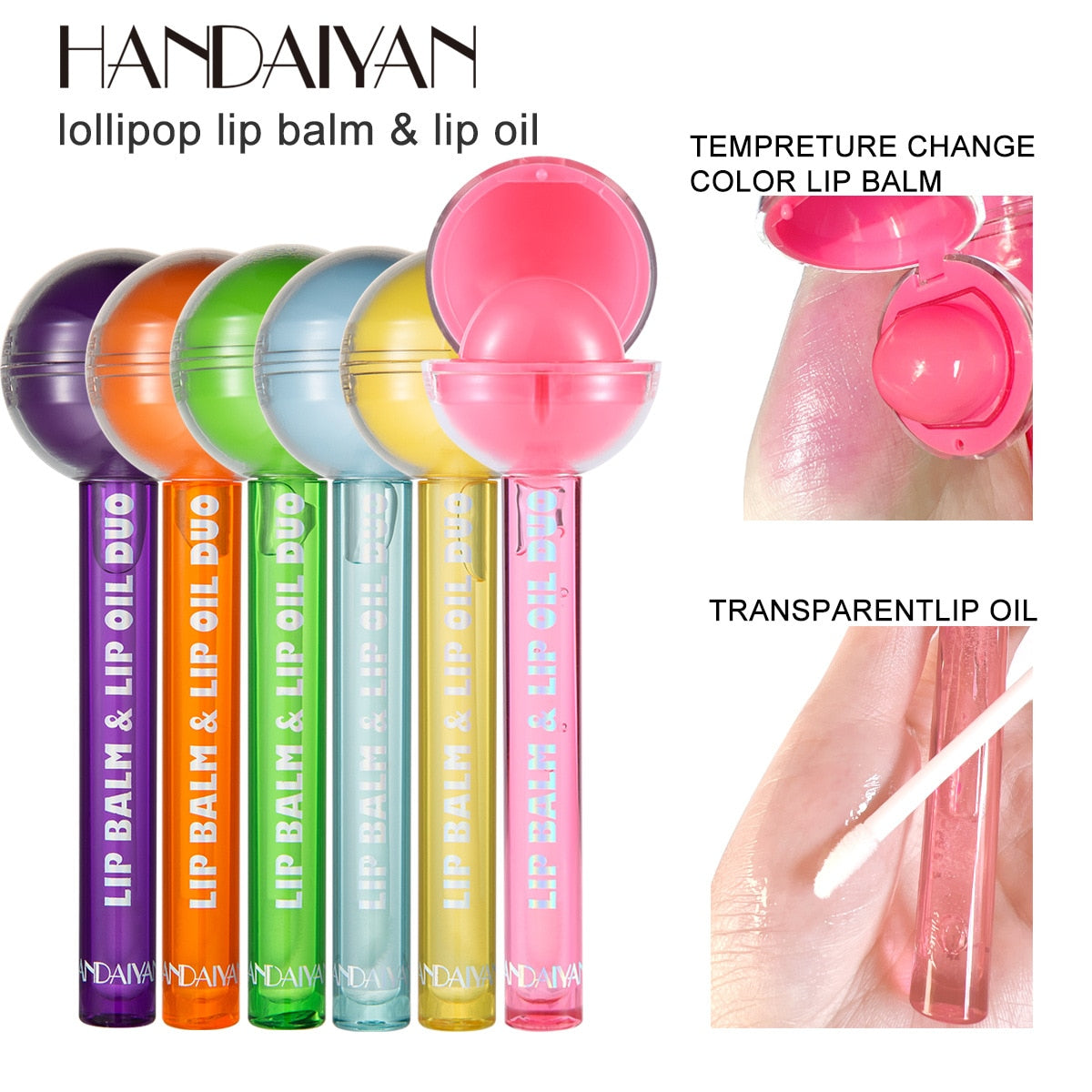Balm Labial Gloss Pirulito - Hidratação e Brilho à Prova d'Água
