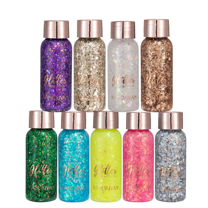 Kit com 3 Glitters em Gel - Rosto e Corpo com Brilho Festivo