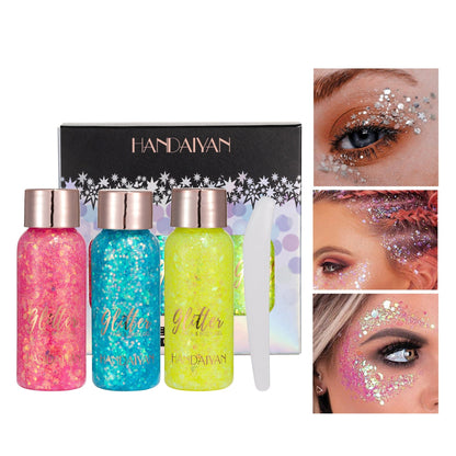 Kit com 3 Glitters em Gel - Rosto e Corpo com Brilho Festivo