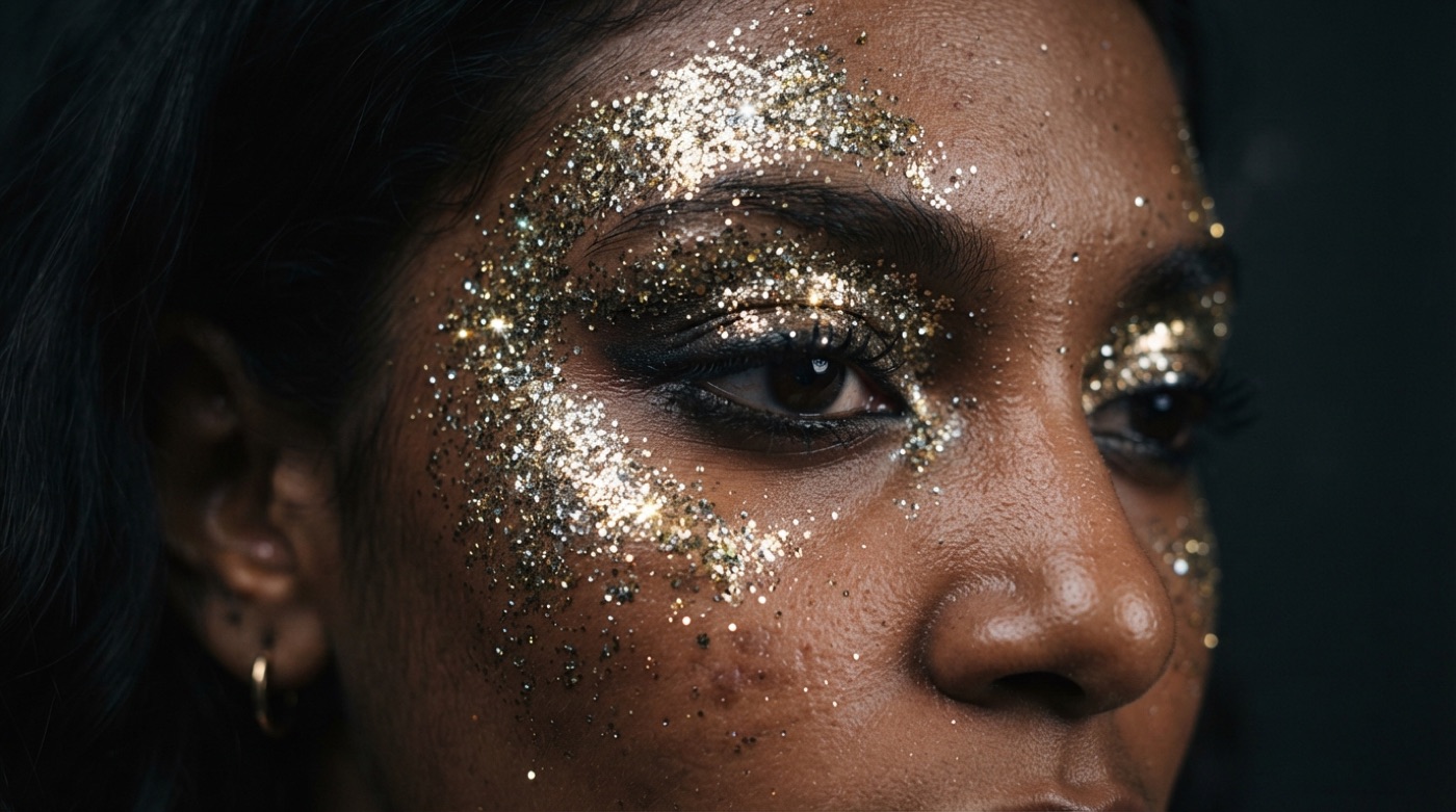 Glitter na maquiagem: gel, sombra e gloss sem cair no rosto